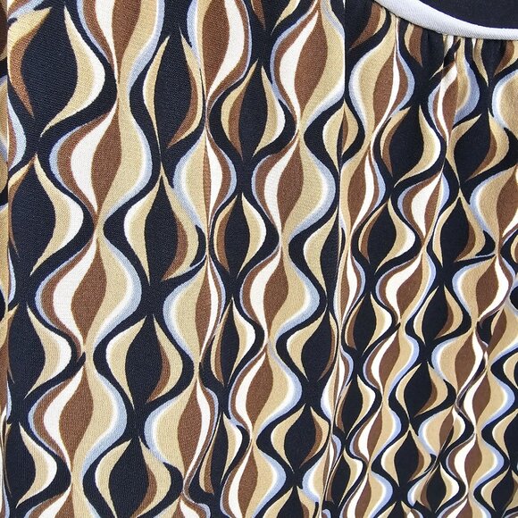 Geometric Light Academia Babydoll Retro Swirl Gold Black Brown Tunic Top Vol.1 M - Picture 10 of 10